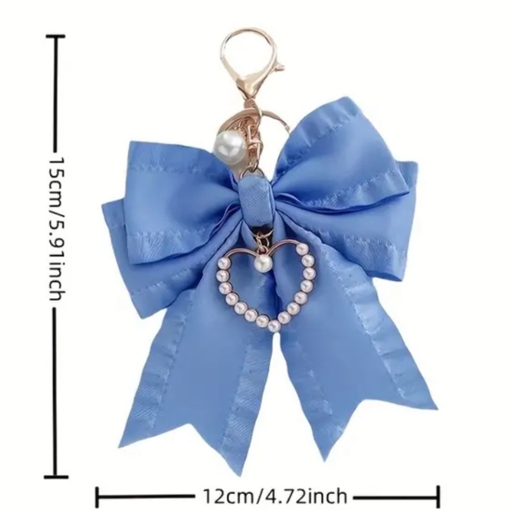 Elegant Blue Bow Bag Charm Keychain
